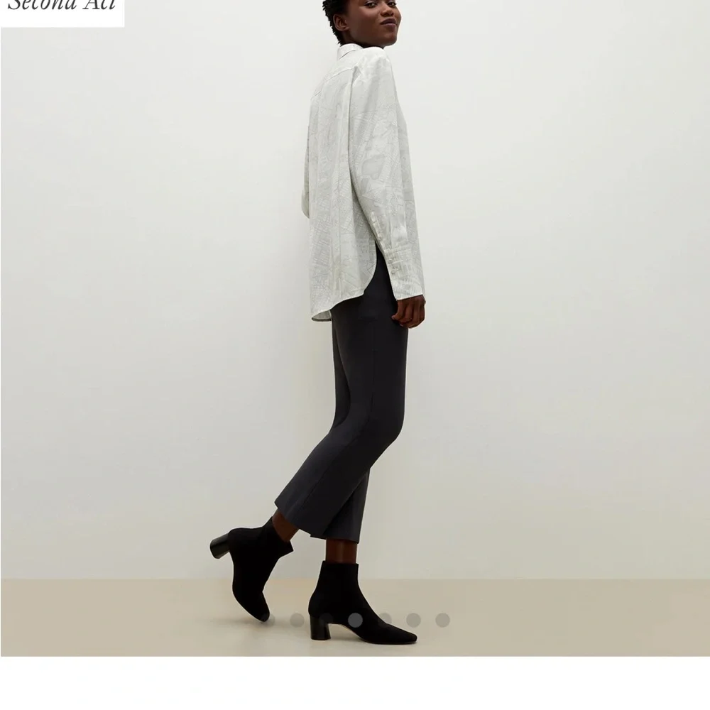 MM Lafleur “The Blake Shirt—Atlas Print” Light Gray Button-Down Shirt - Picture 2 of 7